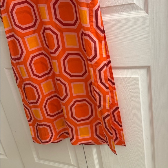 Tory Burch Long Striped Geometric Dress Size M Cotton Kaftan Swim Beach Cover - Picture 8 of 15